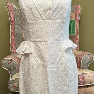 Lilly Pulitzer Maybell Resort White Sweet Daisy Eyelet Lace Strapless Dress